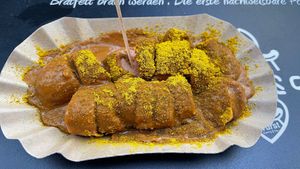 Vegan sausage with peanut sauce  at Curry & Co in Chemnitz