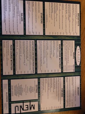 English menu at Knajpa Artystyczna in Kazimierz Dolny