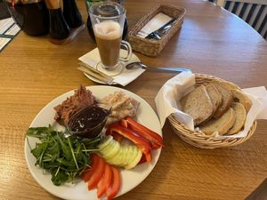 Breakfast on the grass at Knajpa Artystyczna in Kazimierz Dolny