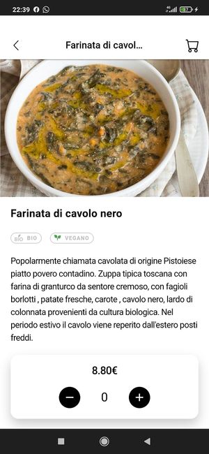 Black cabbage farinata, in the ingredients it has "lardo di colonnata" that is meat, however the dish is labelled as "vegan" as you can see at Il Giardino in Montecatini Alto