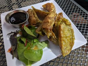 Veggie dumplings. at Spires Market in Rincon