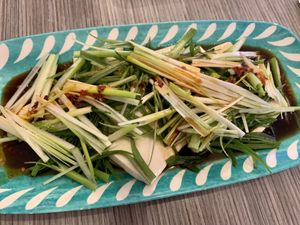 Tofu with spring onions  at King Dumpling in Preston