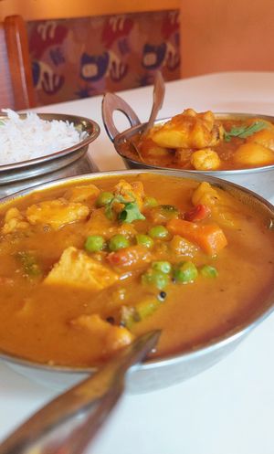Veg coconut and aloo gobi at Spice Root in Williamstown