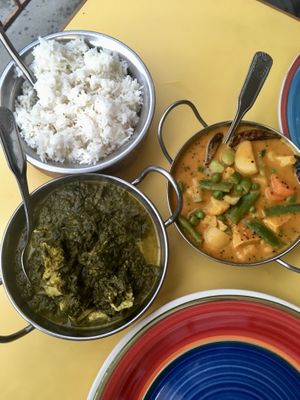 Saag tofu and coconut vegetable  at Spice Root in Williamstown