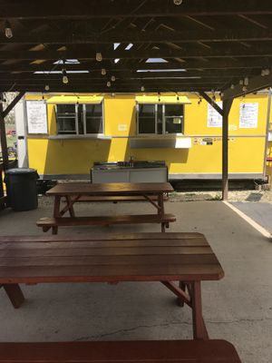 Covered seating at JB's River Kitchen in Bond
