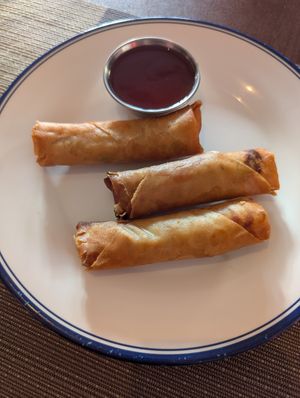 Veggie spring rolls (vegan) - pretty good but not enough veggies for me at Hung Paradise in Oranjestad