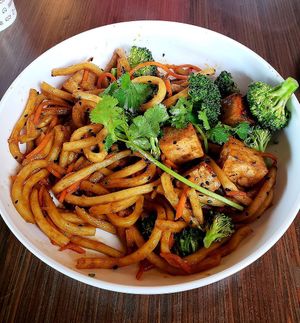 Japanese Pan Noodles with Seasoned Tofu at Noodles & Company in Upper Arlington