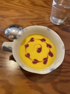 Pumpkin soup  at Saishoku Ryouri F - Vegan Restaurant F in Kyoto
