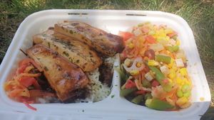 Vegan teriyaki tofu bento at Lunchbox Sushi in Castlemaine