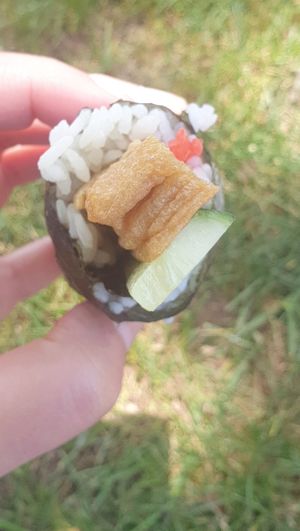 Vegan inari sushi at Lunchbox Sushi in Castlemaine