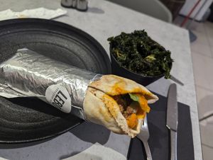 Cauliflower wrap and crispy kale at EAT LEBÖ in Ruislip