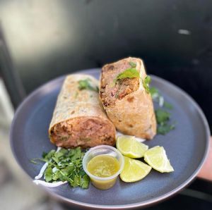 Chile Con Papas Burrito at De La Tierra Vegan Food Truck in San Jose