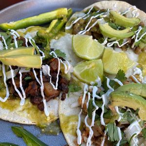 Soyrizo with Potato and Jackfruit A La Mexicana Tacos
 at De La Tierra Vegan Food Truck in San Jose