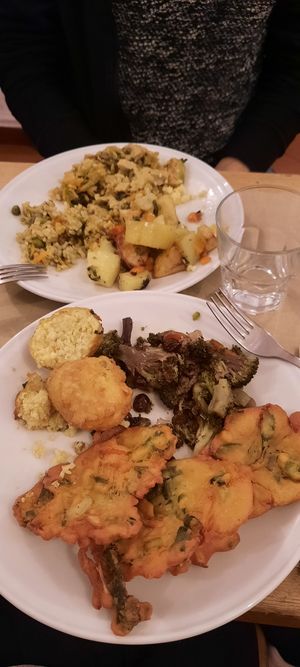 Panelle, broccoli e uvetta, polpette di lupini at La Cucina Dei Colori in Catania