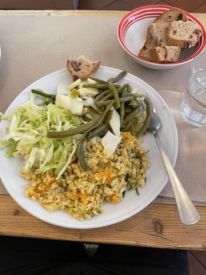 Brown rice vegan risotto, cabbage with pepper & beans with potatoes   at La Cucina Dei Colori in Catania