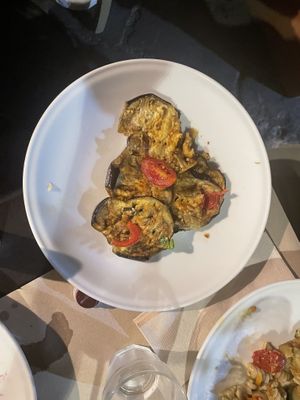 Aubergine with fresh tomatoes   at La Cucina Dei Colori in Catania