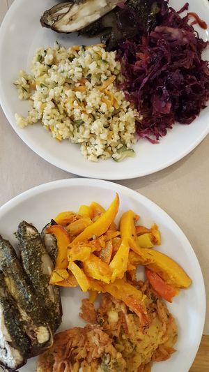 Lunch plate (three dishes) at La Cucina Dei Colori in Catania