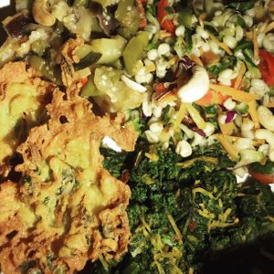 tenerumi, panelle, caponata e orzo: quattro scelte in un sol piatto! at La Cucina Dei Colori in Catania