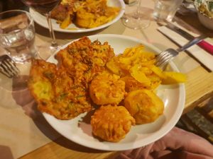 Delicious Chickpea Fritters, Pumpkin and Millet Croquettes at La Cucina Dei Colori in Catania