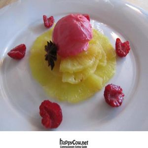 pineapple and sorbet dessert at The Hutch in Canterbury