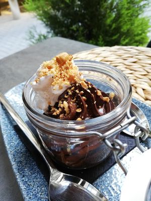 Avocado mousse with coconut cream at Noranta Tres in Escaldes-engordany