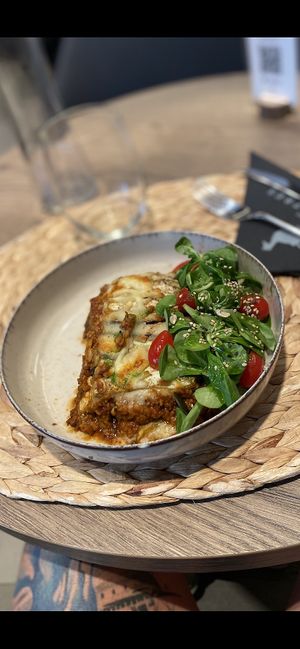 Dairy cheese on my “vegan” lasagna   at Noranta Tres in Escaldes-engordany