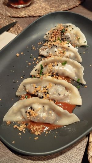 Gyozes d'albergínia i shiitake at Noranta Tres in Escaldes-engordany