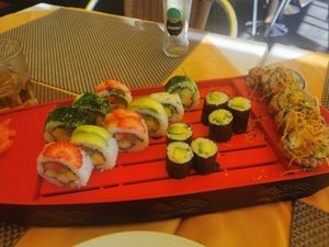 Vegan sushi platter at Buddha & Sakura in Calheta