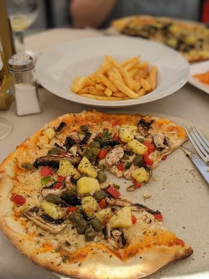 Lovely food and great service vegan pizza at Xarambinha in Funchal