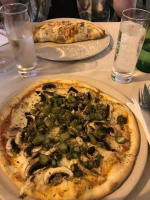 Mushroom asparagus pizza (ask for vegetarian pizza with vegan cheese)   at Xarambinha in Funchal