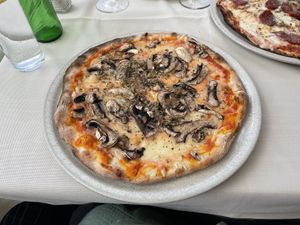 Pizza funghi with vegan cheeze  at Xarambinha in Funchal