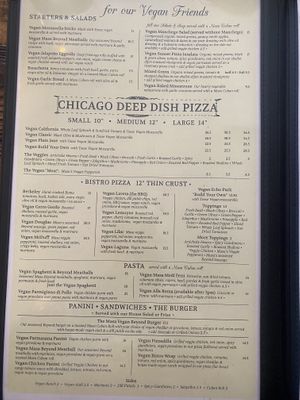 Vegan menu   at Masa of Echo Park in Los Angeles