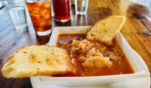 Minestrone soup   at Masa of Echo Park in Los Angeles
