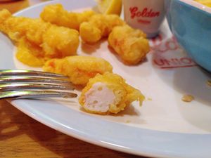 Inside of vegan prawns. Texture was pretty similar at Golden Union in London