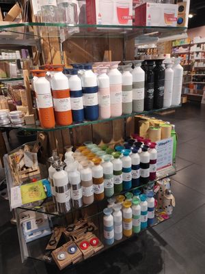 Recycled water bottles at Vitaminstore in Eindhoven
