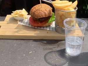 Moving mountain burger at Palm Court Pavilion in Worthing