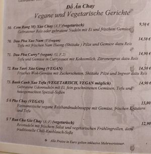 Menu: Main courses at Tradition aus Vietnam in Aachen