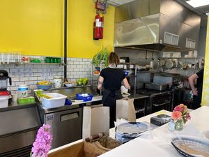 A large commercial kitchen with the latest technology  at Living on the Veg in Manahawkin