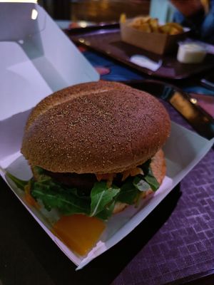 Vegan soy burger at Efteling in Kaatsheuvel
