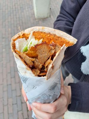 Turkish pizza with vegan kebab at Efteling in Kaatsheuvel