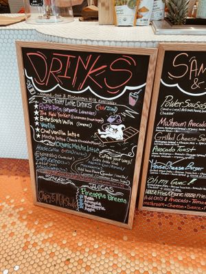 Drinks menu at The Chocolate Chip Bakery in Miami