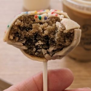 Inside a cake pop at The Chocolate Chip Bakery in Miami