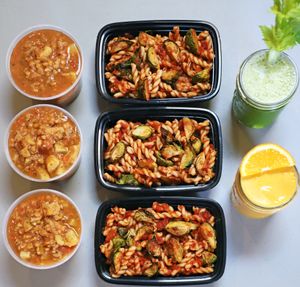 Soup, pasta, juices at Hannah's Kitchen in San Francisco