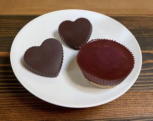 Chocolate hearts and red velvet cheezecake at Hannah's Kitchen in San Francisco
