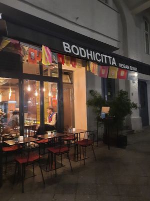 The front of the restaurant at Bodhicitta Vegan Bowl in Berlin