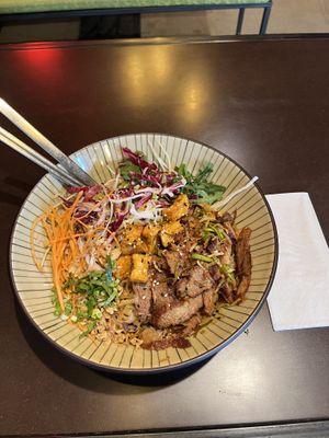 tofu + soy chunks  at Bodhicitta Vegan Bowl in Berlin