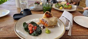 Breakfast burrito @su casa at The House of AïA in Playa Del Carmen