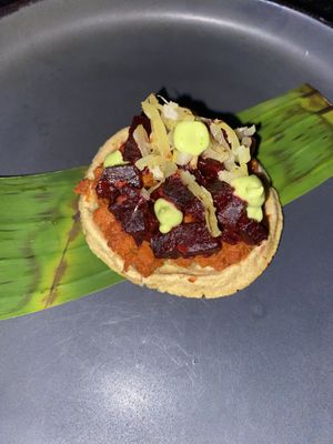 One of the appetizer options that was tasty. Didn’t add photo of main, but it was the Mexta Mushrooms and was the best thing I ordered.  at The House of AïA in Playa Del Carmen