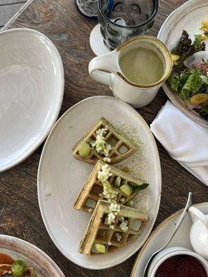 Match waffles and match latte  at The House of AïA in Playa Del Carmen