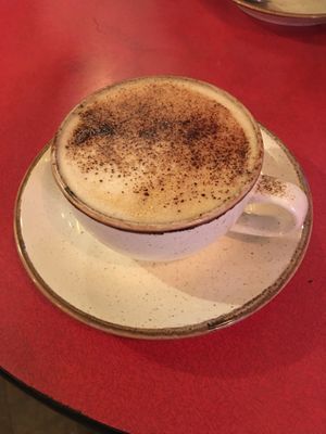 Oat milk cappuccino  at The Sitting Room in Saltburn-by-the-sea